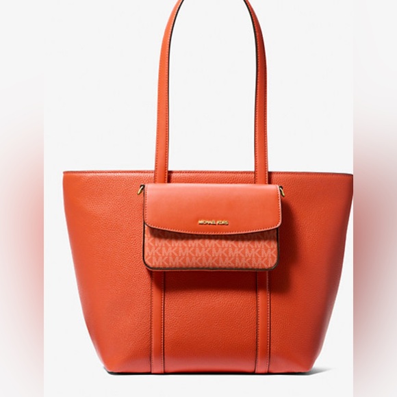 Michael Kors Jet Set 2-in-1 Pebbled Leather and Logo Tote Bag - Picture 1 of 1